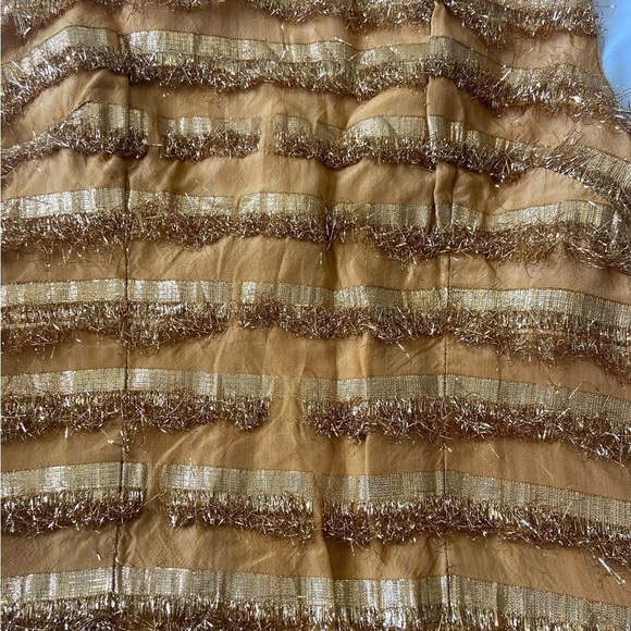 Y2K Fun Gold Fringe High Neck Top With Zipper Back. - Picture 13 of 13